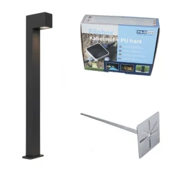 QAZQA Buitenlamp donkergrijs met grondpin en kabelmof 80cm IP44 - Baleno
