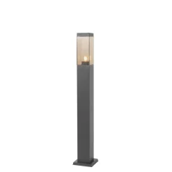 QAZQA Buitenlamp donkergrijs met smoke glas met grondpin en kabelmof 80cm IP44 - Malios