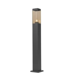 QAZQA Buitenlamp donkergrijs met smoke glas met grondpin en kabelmof 80cm IP44 - Malios
