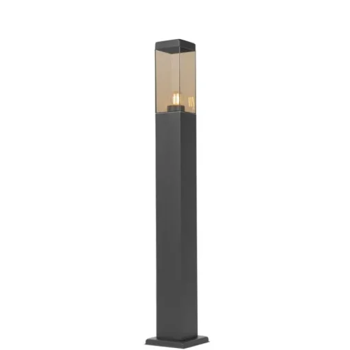 QAZQA Buitenlamp donkergrijs met smoke glas met grondpin en kabelmof 80cm IP44 - Malios