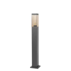 QAZQA Buitenlamp donkergrijs met smoke glas met grondpin en kabelmof 80cm IP44 - Malios
