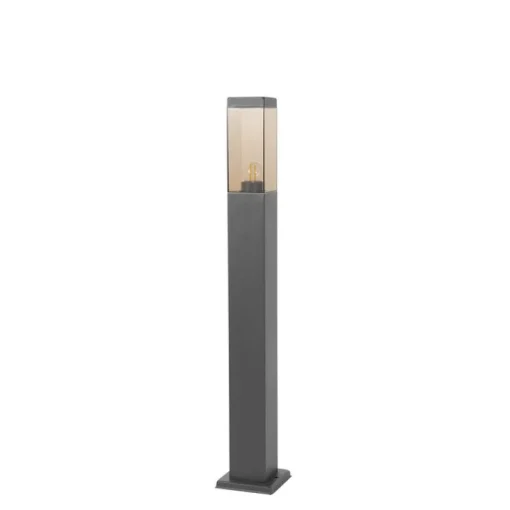 QAZQA Buitenlamp donkergrijs met smoke glas met grondpin en kabelmof 80cm IP44 - Malios