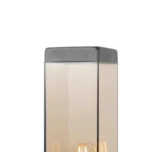 QAZQA Buitenlamp donkergrijs met smoke glas met grondpin en kabelmof 80cm IP44 - Malios