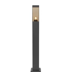 QAZQA Buitenlamp donkergrijs met smoke glas met grondpin en kabelmof 80cm IP44 - Malios
