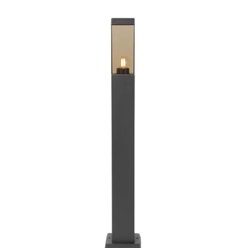 QAZQA Buitenlamp donkergrijs met smoke glas met grondpin en kabelmof 80cm IP44 - Malios