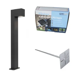 QAZQA Buitenlamp donkergrijs met grondpin en kabelmof 65cm IP44 - Baleno