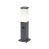 QAZQA Buitenlamp donkergrijs met opaal glas 45cm IP44 met stopcontact en bewegingssensor - Malios