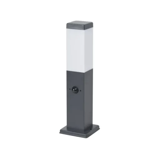 QAZQA Buitenlamp donkergrijs met opaal glas 45cm IP44 met stopcontact en bewegingssensor - Malios