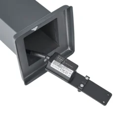 QAZQA Buitenlamp donkergrijs met opaal glas 45cm IP44 met stopcontact en bewegingssensor - Malios