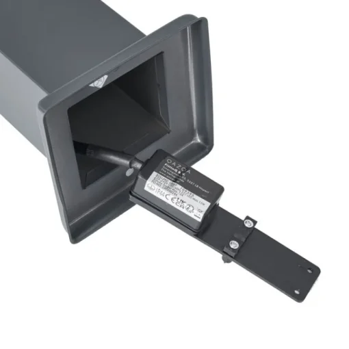 QAZQA Buitenlamp donkergrijs met opaal glas 45cm IP44 met stopcontact en bewegingssensor - Malios