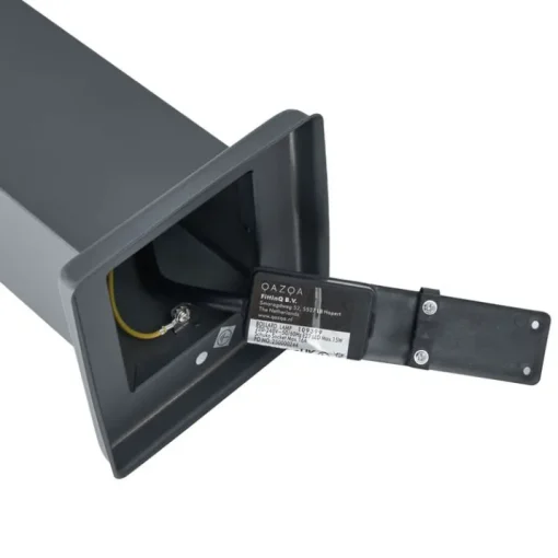 QAZQA Buitenlamp donkergrijs met smoke glas 80cm IP44 met stopcontact en bewegingssensor - Malios