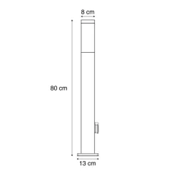 QAZQA Buitenlamp donkergrijs met smoke glas 80cm IP44 met stopcontact en bewegingssensor - Malios