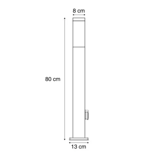QAZQA Buitenlamp donkergrijs met smoke glas 80cm IP44 met stopcontact en bewegingssensor - Malios