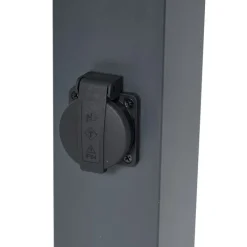 QAZQA Buitenlamp donkergrijs met smoke glas 80cm IP44 met stopcontact en bewegingssensor - Malios