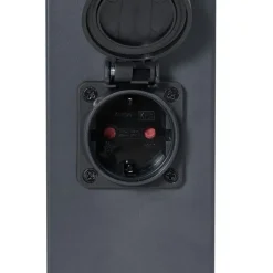 QAZQA Buitenlamp donkergrijs met smoke glas 80cm IP44 met stopcontact en bewegingssensor - Malios