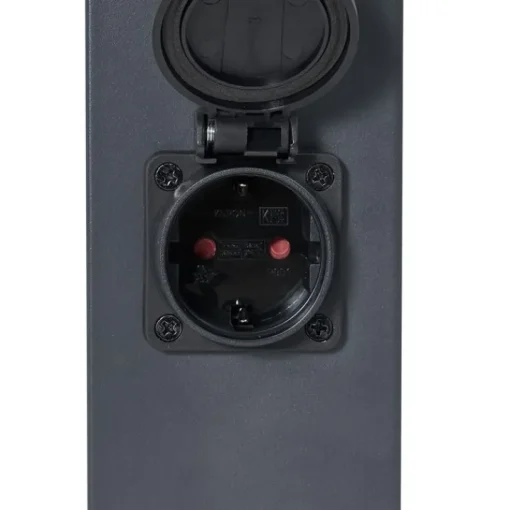QAZQA Buitenlamp donkergrijs met smoke glas 80cm IP44 met stopcontact en bewegingssensor - Malios