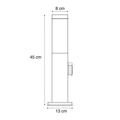 QAZQA Buitenlamp donkergrijs met smoke glas 45cm IP44 met stopcontact en bewegingssensor - Malios