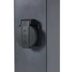 QAZQA Buitenlamp donkergrijs met smoke glas 45cm IP44 met stopcontact en bewegingssensor - Malios