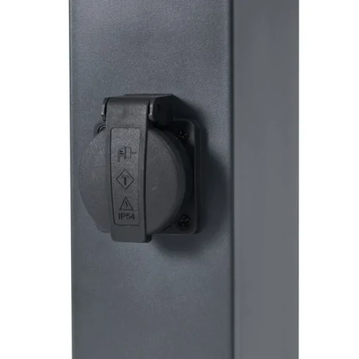 QAZQA Buitenlamp donkergrijs met smoke glas 45cm IP44 met stopcontact en bewegingssensor - Malios