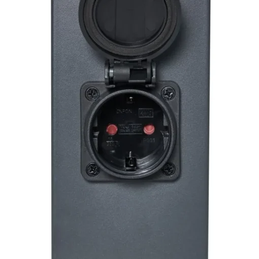 QAZQA Buitenlamp donkergrijs met smoke glas 45cm IP44 met stopcontact en bewegingssensor - Malios