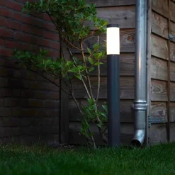 QAZQA Buitenlamp paal antraciet met opaal 80 cm IP44 - Rox