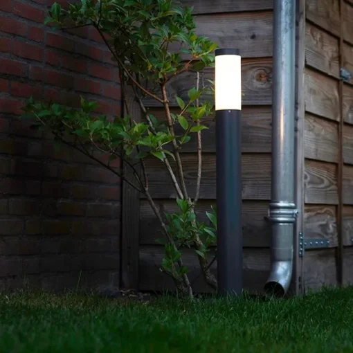 QAZQA Buitenlamp paal antraciet met opaal 80 cm IP44 - Rox