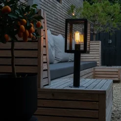 QAZQA Buitenlamp paal grijs 50 cm IP44 - Sutton