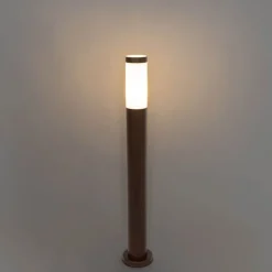 QAZQA Buitenlamp paal roestbruin met opaal 80 cm IP44 - Rox