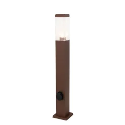 QAZQA Buitenlamp roestbruin 80 cm met stopcontact IP44 - Malios