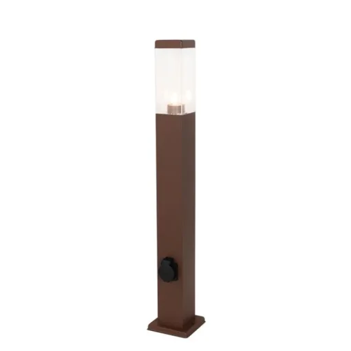 QAZQA Buitenlamp roestbruin 80 cm met stopcontact IP44 - Malios