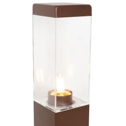 QAZQA Buitenlamp roestbruin 80 cm met stopcontact IP44 - Malios