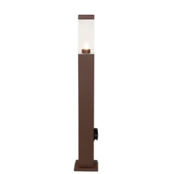 QAZQA Buitenlamp roestbruin 80 cm met stopcontact IP44 - Malios