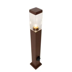 QAZQA Buitenlamp roestbruin 80 cm met stopcontact IP44 - Malios