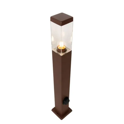 QAZQA Buitenlamp roestbruin 80 cm met stopcontact IP44 - Malios
