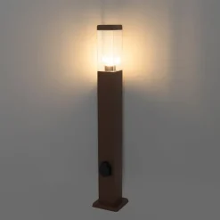 QAZQA Buitenlamp roestbruin 80 cm met stopcontact IP44 - Malios