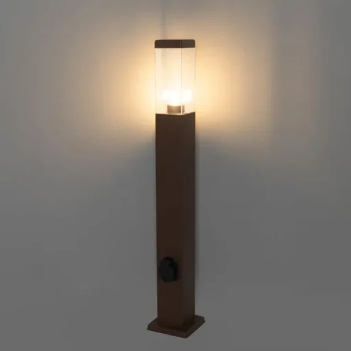QAZQA Buitenlamp roestbruin 80 cm met stopcontact IP44 - Malios