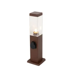 QAZQA Buitenlamp roestbruin 45 cm met stopcontact IP44 - Malios