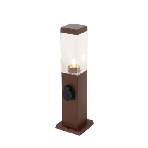 QAZQA Buitenlamp roestbruin 45 cm met stopcontact IP44 - Malios