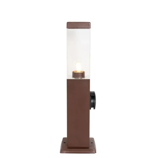 QAZQA Buitenlamp roestbruin 45 cm met stopcontact IP44 - Malios