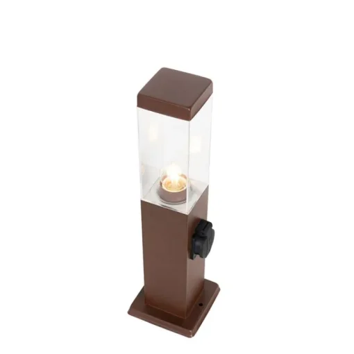 QAZQA Buitenlamp roestbruin 45 cm met stopcontact IP44 - Malios