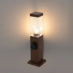 QAZQA Buitenlamp roestbruin 45 cm met stopcontact IP44 - Malios