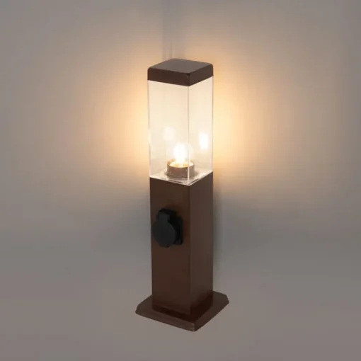 QAZQA Buitenlamp roestbruin 45 cm met stopcontact IP44 - Malios