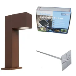 QAZQA Buitenlamp roestbruin met grondpin en kabelmof 30cm IP44 - Baleno