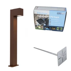 QAZQA Buitenlamp roestbruin met grondpin en kabelmof 65cm IP44 - Baleno