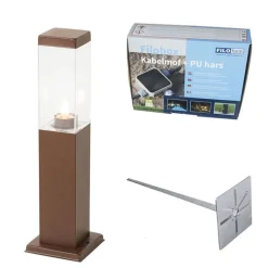 QAZQA Buitenlamp roestbruin met grondpin en kabelmof 45cm IP44 - Malios