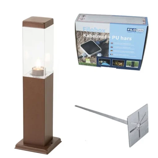 QAZQA Buitenlamp roestbruin met grondpin en kabelmof 45cm IP44 - Malios