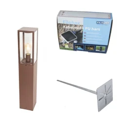 QAZQA Buitenlamp roestbruin met grondpin en kabelmof 80cm IP44 - Charlois