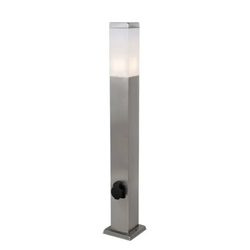 QAZQA Buitenlamp staal 80 cm met stopcontact IP44 - Malios