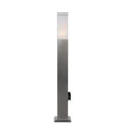 QAZQA Buitenlamp staal 80 cm met stopcontact IP44 - Malios