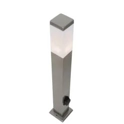 QAZQA Buitenlamp staal 80 cm met stopcontact IP44 - Malios